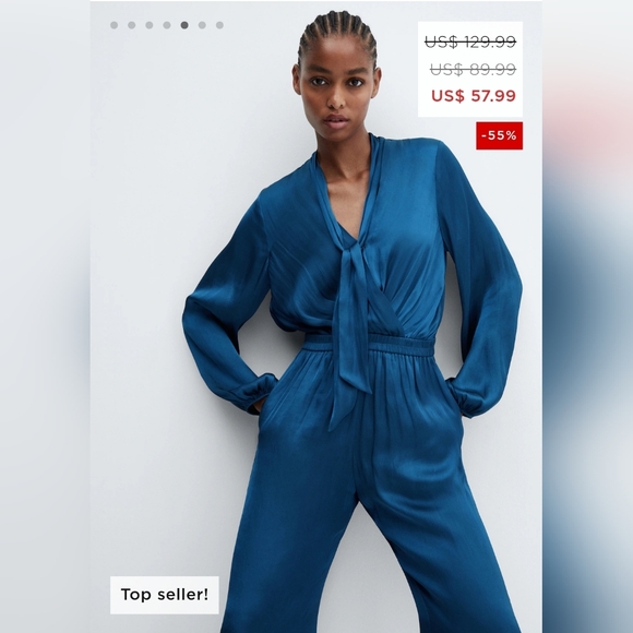 MANGO Satin bow jumpsuit - Picture 4 of 5